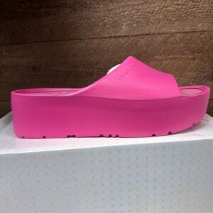 🍋 Lemon Jelly Sunny 21 Pink Platform Slide Sandals EU 38 US 8 NWT
